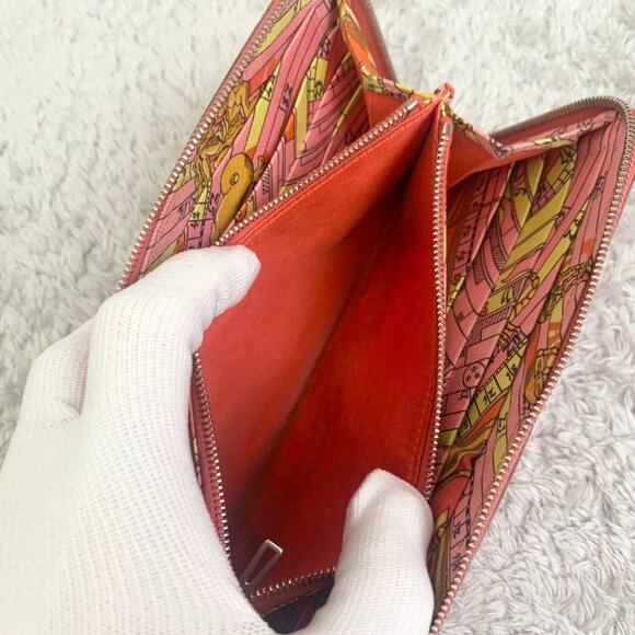 ❤HERMES Azap long silk in Veau Epsom Round-Zip-Wallet salmon pink/Silver Metal❤ - Picture 5 of 12